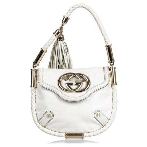 gucci white leather bag tassel|gucci leather handbags.